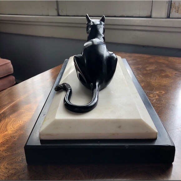 *SOLD*. Bronze Sculpture "Black Panther"Marble Base Vintage Bombay Company - Picture 6 of 10